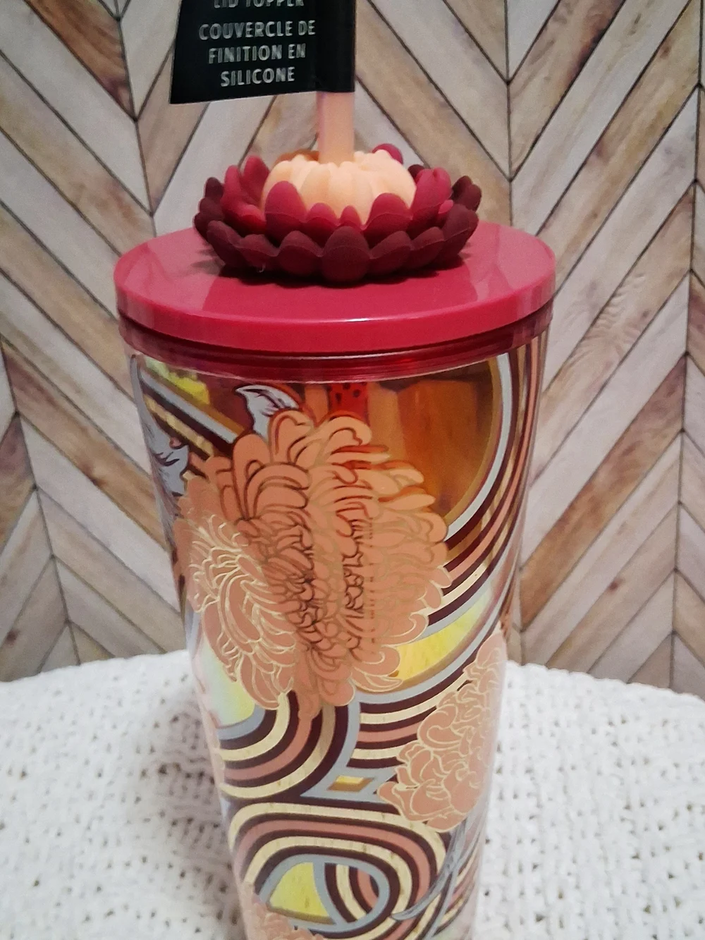 NWT Starbucks Metallic 2024 Holiday Insulated Tumbler With Flower Lid Topper